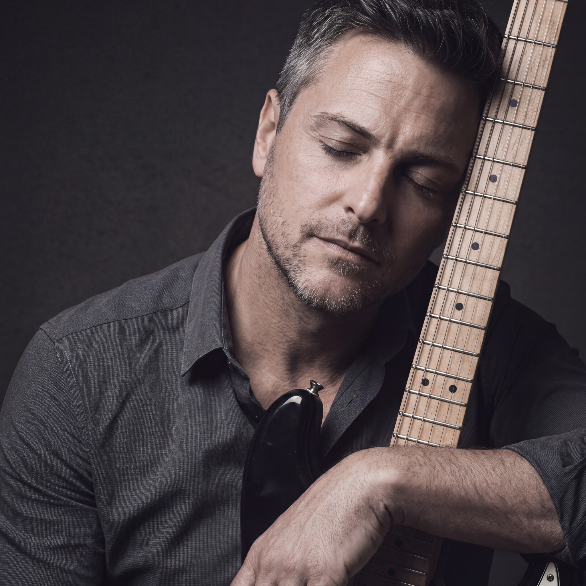 Alex Kryve with his guitar